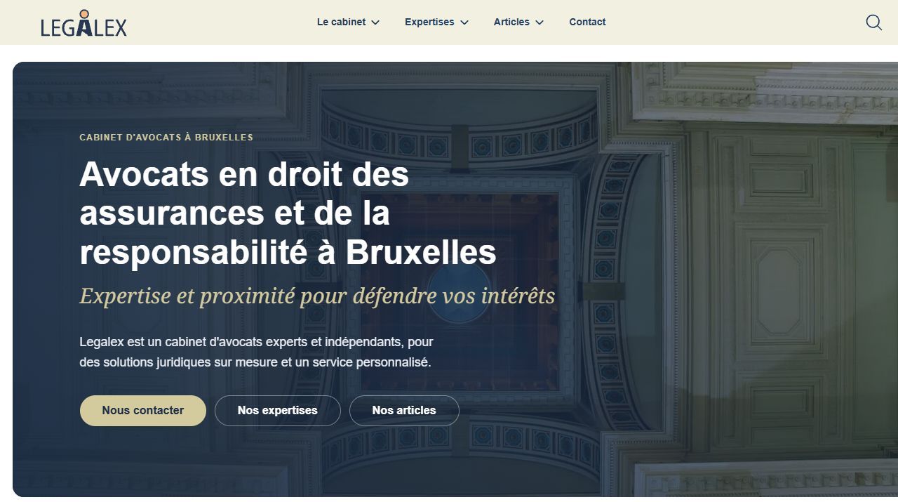 Page d’accueil de Legalex, cabinet d’avocats à Bruxelles