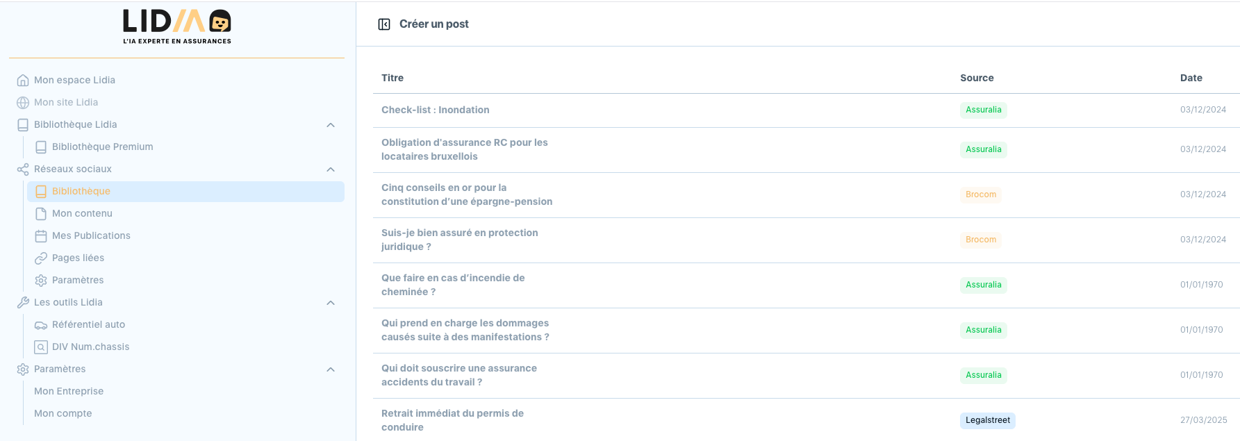 Bibliothèque d'articles juridiques et assurantiels pour réseaux sociaux